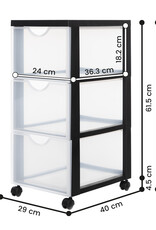 IRIS plastic opslagtoren op wielen, 3 grote lades, zwart, DDDC-303