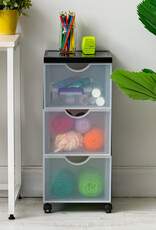 IRIS plastic opslagtoren op wielen, 3 grote lades, zwart, DDDC-303