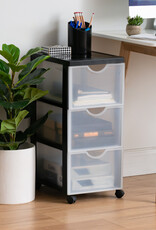 IRIS plastic opslagtoren op wielen, 3 grote lades, zwart, DDDC-303