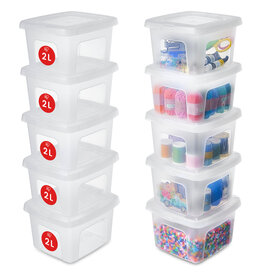 IRIS Small Multifunctional Storage Box, 2L, Set of 10, Clear, MCB-2