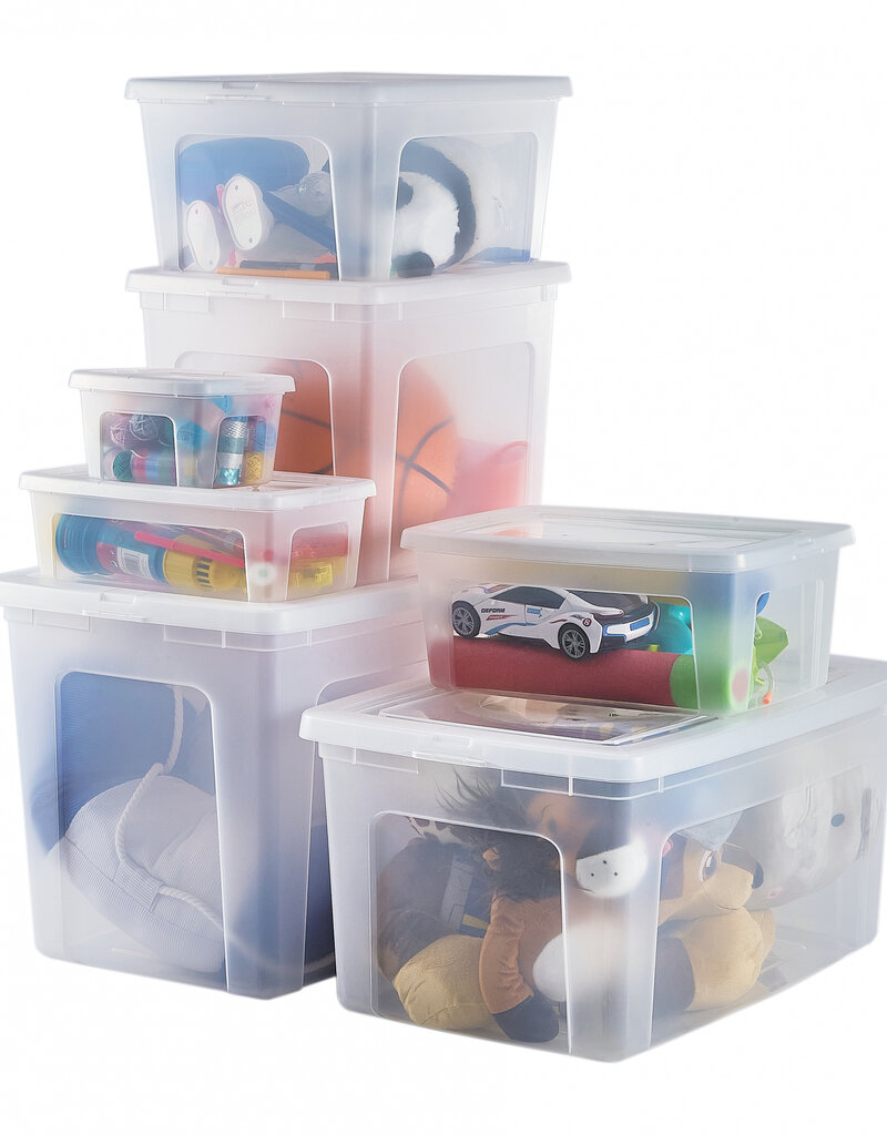 IRIS Kleine Multifunctionele Opbergdoos, 2L, Set van 10, Doorzichtig, MCB-2