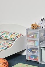 IRIS A4 Plastic opslagtoren op Wielen, 4 Middelgrote Lades, Grijs, DC-004