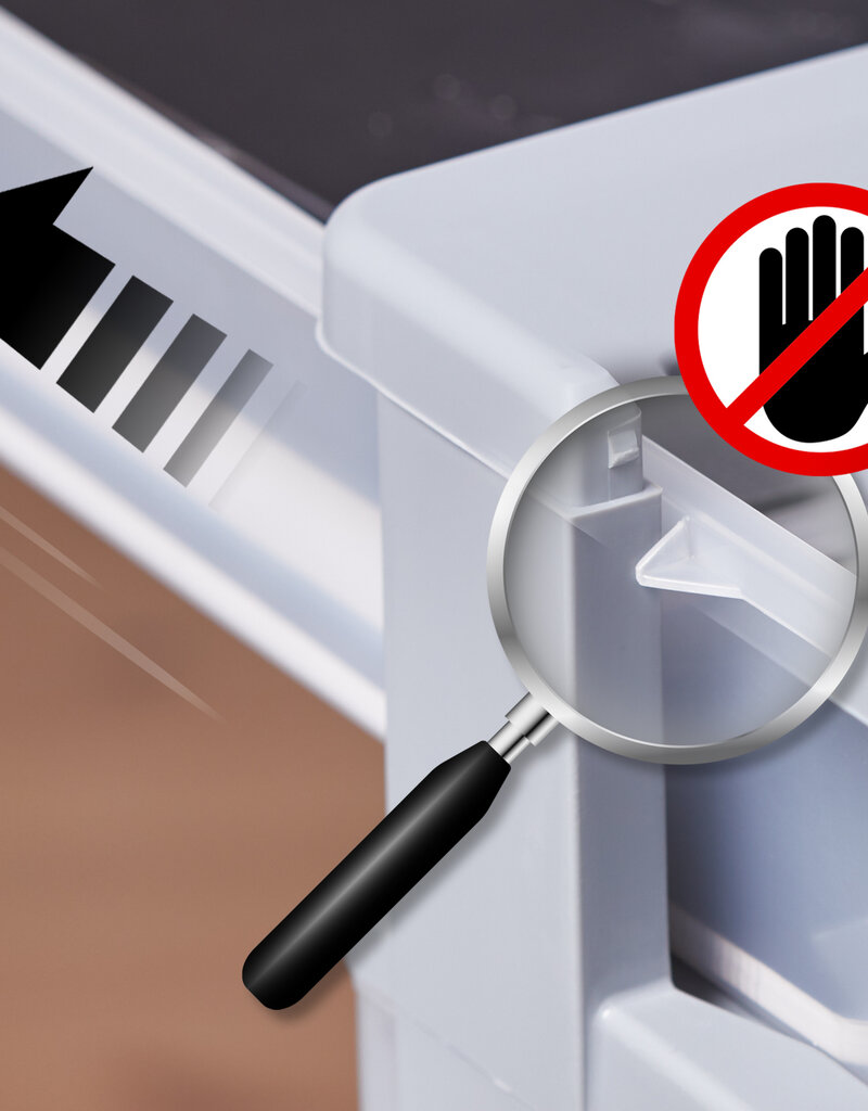 IRIS A4 Plastic opslagtoren op Wielen, 4 Middelgrote Lades, Grijs, DC-004