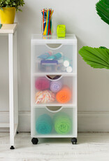 IRIS plastic opbergtoren op wielen, 3 grote lades, wit, DDDC-303