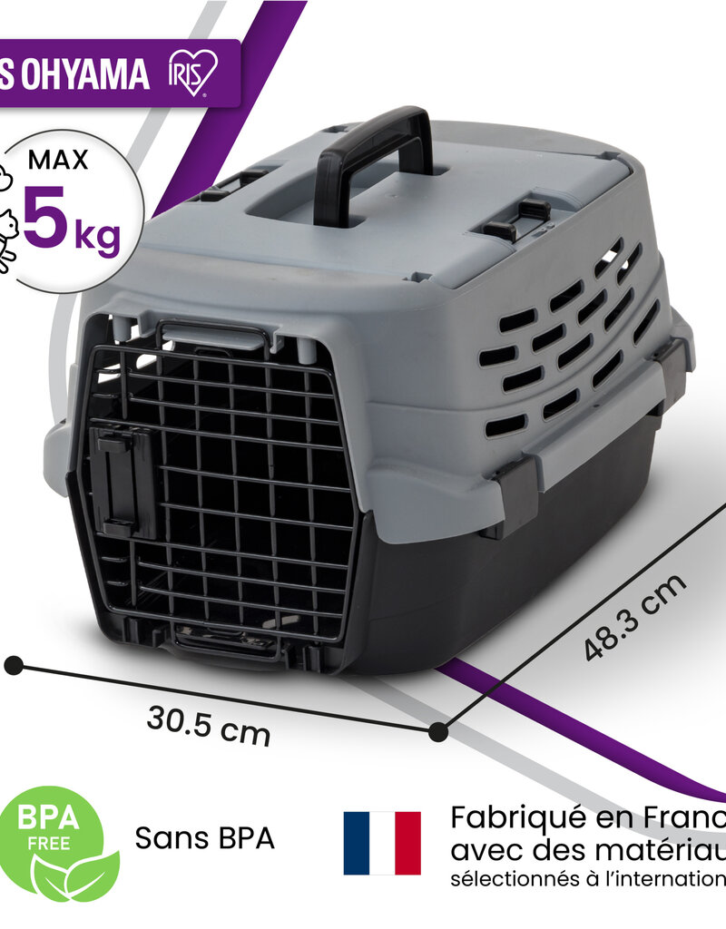 IRIS Kattentransportdoos voor auto, grijs, UPC-490, 48Ã—30,5Ã—25c