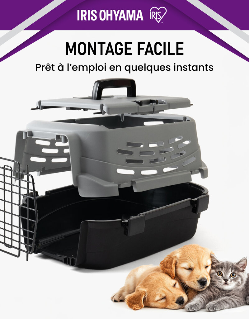 IRIS Kattentransportdoos voor auto, grijs, UPC-490, 48Ã—30,5Ã—25c