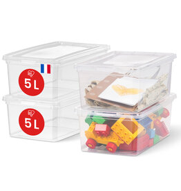 IRIS small multi-purpose plastic storage boxes, 5L, set of 4, clear, CNL-5E
