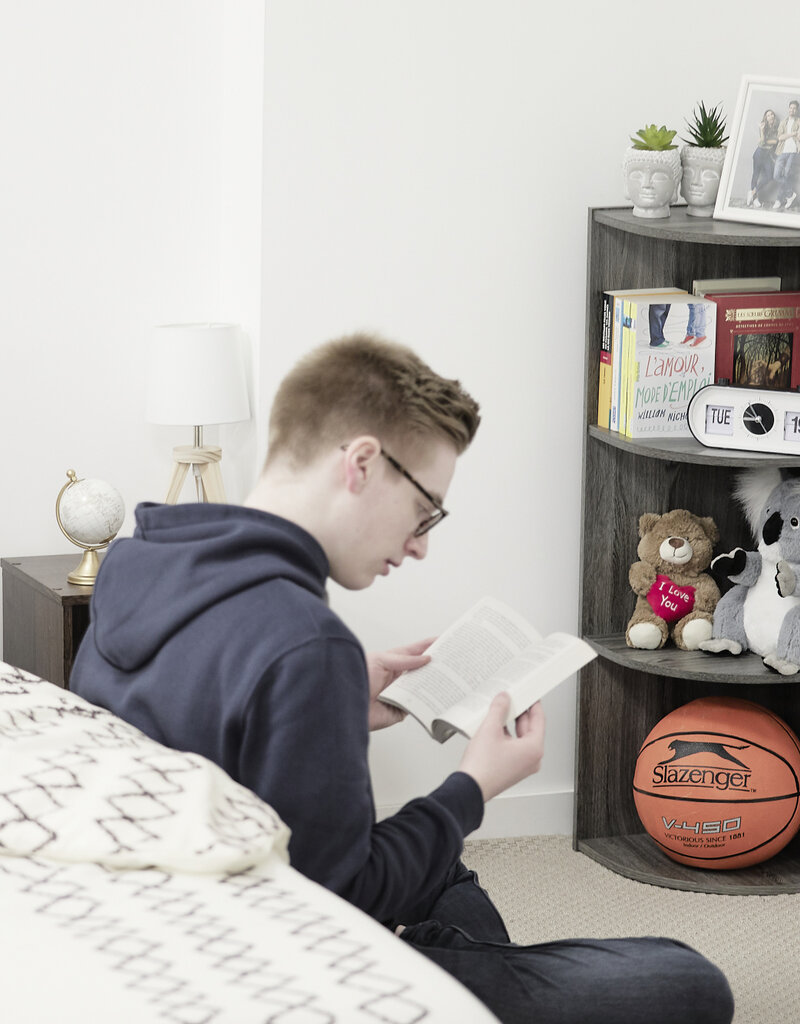 IRIS planken, boekenkast, occasionele meubels, hoekkast, CX-3C, grijs eikenhout, W29 x D28,8 x H88,1 cm