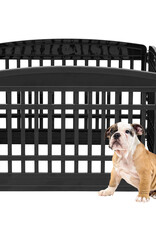 IRIS Binnenhondenbox, Buiten met 4 panelen en afsluitbare deur, H60cm, Zwart, Plastic, CI-604E