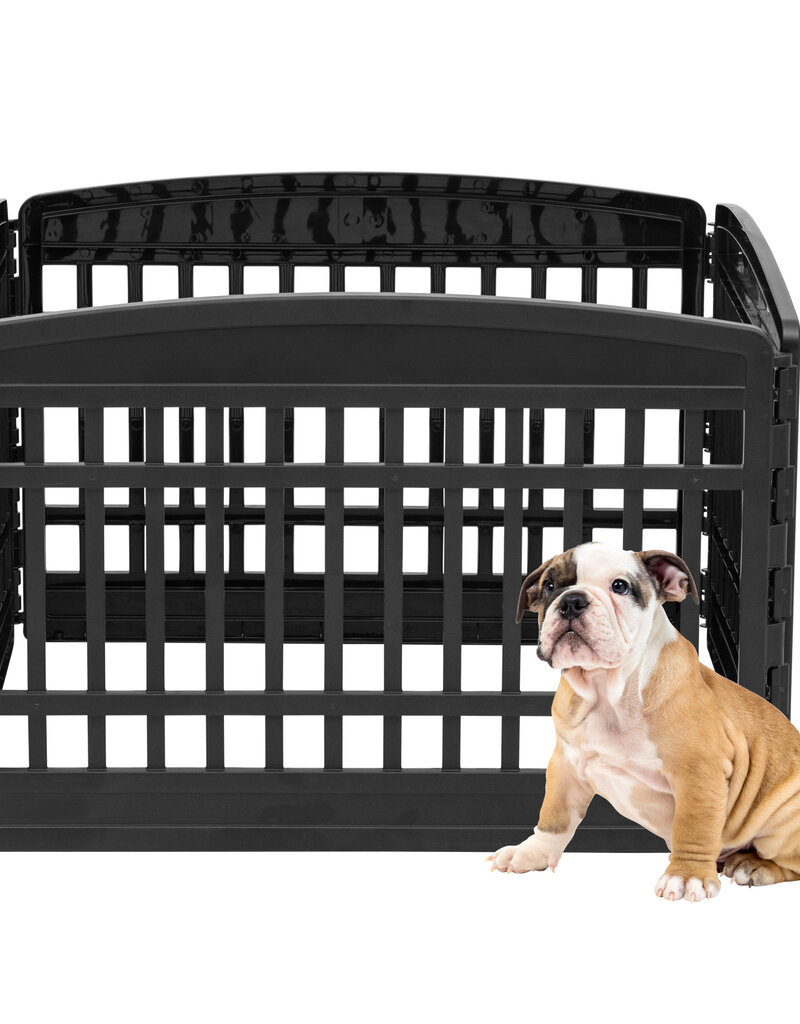 IRIS Binnenhondenbox, Buiten met 4 panelen en afsluitbare deur, H60cm, Zwart, Plastic, CI-604E