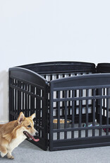 IRIS Binnenhondenbox, Buiten met 4 panelen en afsluitbare deur, H60cm, Zwart, Plastic, CI-604E