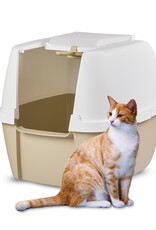 IRIS Jumbo kattenbak met capuchon, dicht, kattenbak, CLH-17J, wit/beige