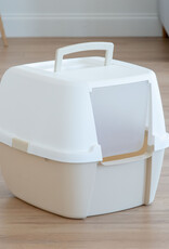 IRIS Jumbo kattenbak met capuchon, dicht, kattenbak, CLH-17J, wit/beige