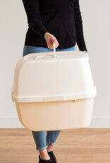 IRIS Jumbo kattenbak met capuchon, dicht, kattenbak, CLH-17J, wit/beige