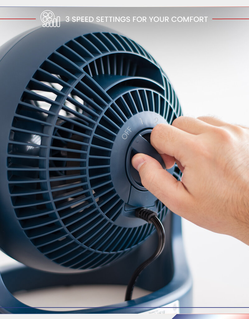 IRIS stille en krachtige tafelventilator Made in France, 23mÂ², PCF-HE18, blau