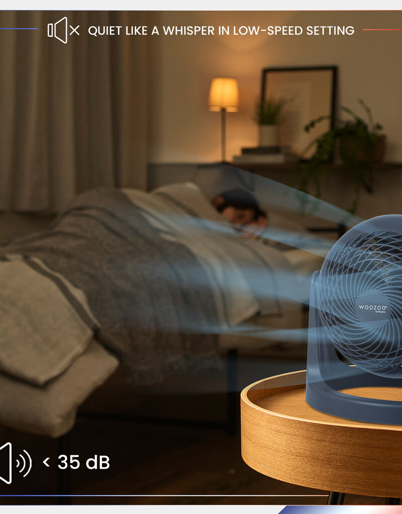 IRIS stille en krachtige tafelventilator Made in France, 23mÂ², PCF-HE18, blau