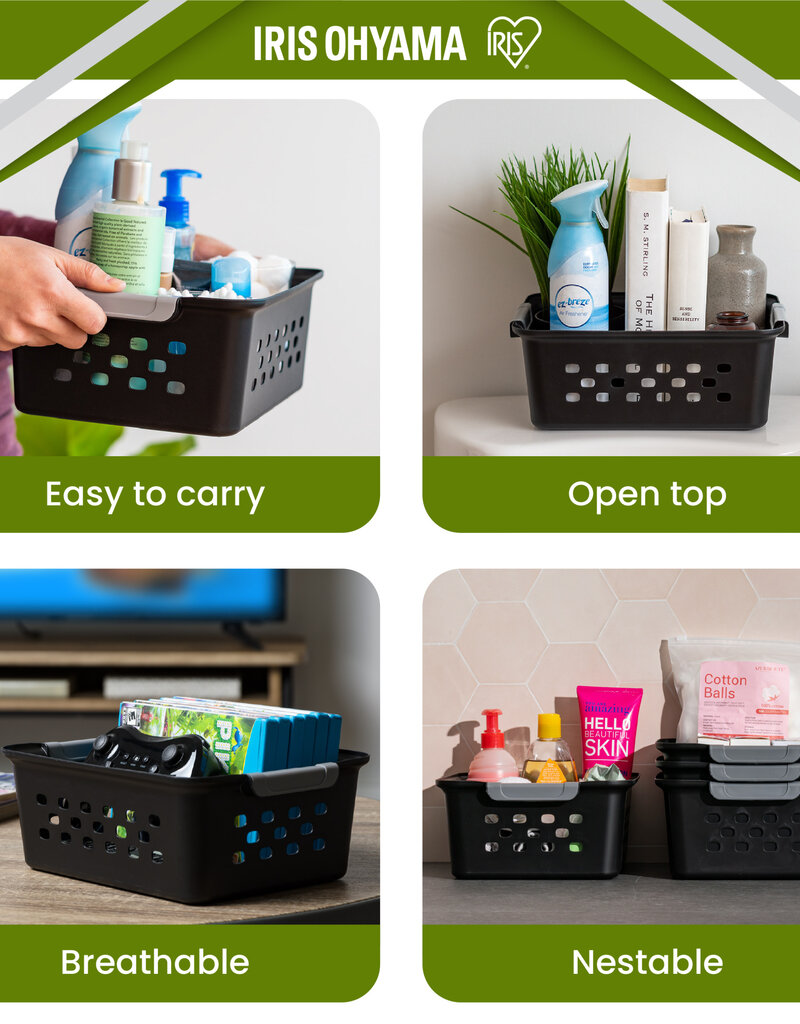 IRIS Multifunctionele Plastic Plankmanden, 5L, Pak van 12, Zwart, OSB-S