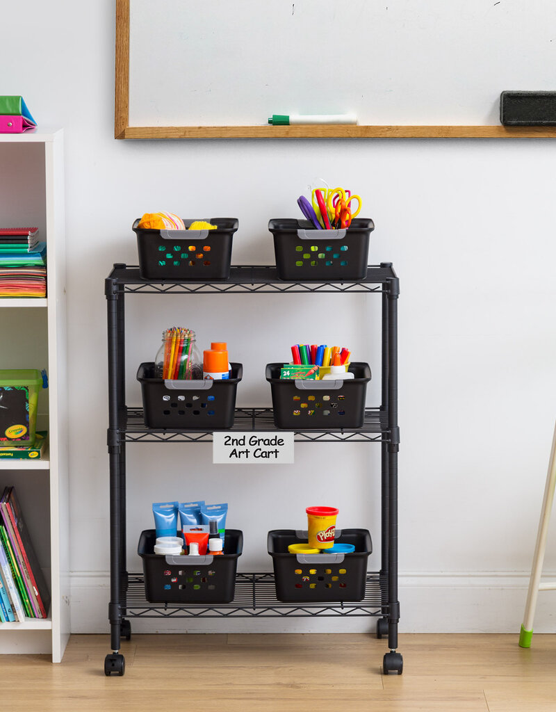 IRIS Multifunctionele Plastic Plankmanden, 5L, Pak van 12, Zwart, OSB-S