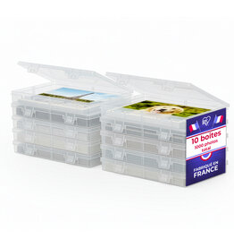 IRIS 10 Photo Storage Boxes, Capacity 100 Each, with Handle and Secure Closure, KP-10