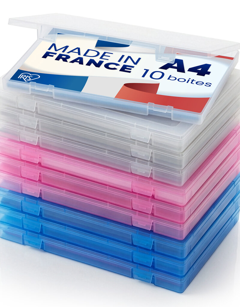 IRIS Documentenopbergdoos, Set van 10, Multicolor, Capaciteit 150 A4-vellen elk, PJC-A4