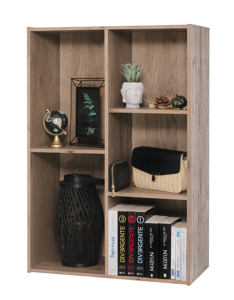 IRIS boekenkast, 5-compartiment plank, boekenkast, CX-23C, Ash Brown, W60 x D29 x H8,79 cm