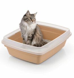 IRIS litter box, beige, easy clean, anti-leak edges, CLH-12S