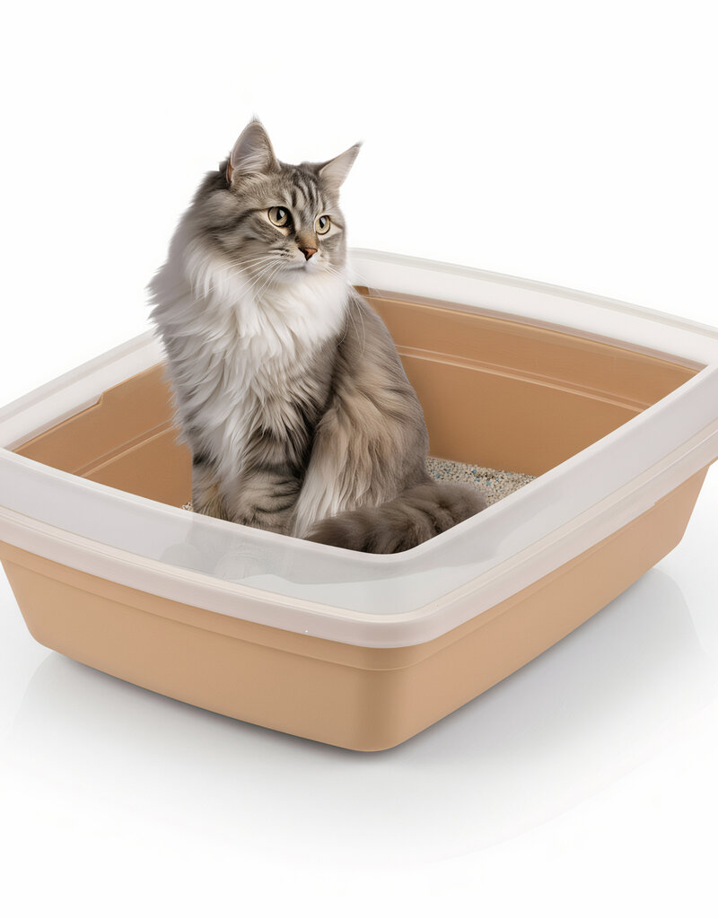 IRIS kattenbak, beige, makkelijk schoon, anti-lek randen, CLH-12S