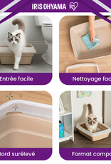 IRIS kattenbak, beige, makkelijk schoon, anti-lek randen, CLH-12S