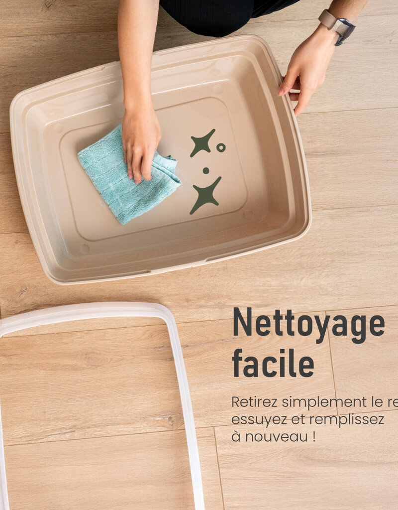 IRIS kattenbak, beige, makkelijk schoon, anti-lek randen, CLH-12S