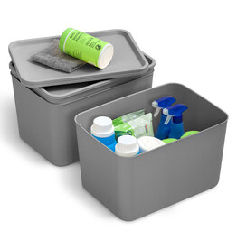 IRIS Plastic walk-in boxes, 22L, Set of 3, grey, SNL-MD