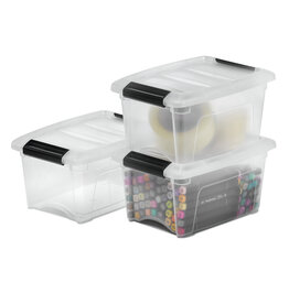 IRIS Small Storage Boxes with Lid, 5L, Set of 3, Transparent, DDNTB-5