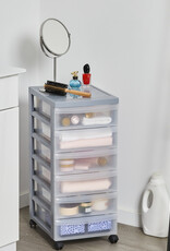 IRIS A4 plastic opslagtoren op wielen, 6 kleine lades, gerecycled grijs, DC-360