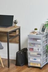 IRIS A4 plastic opslagtoren op wielen, 6 kleine lades, gerecycled grijs, DC-360