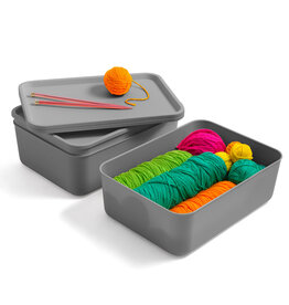 IRIS plastic fitting room storage boxes, 12L, set of 3, grey, SNL-M