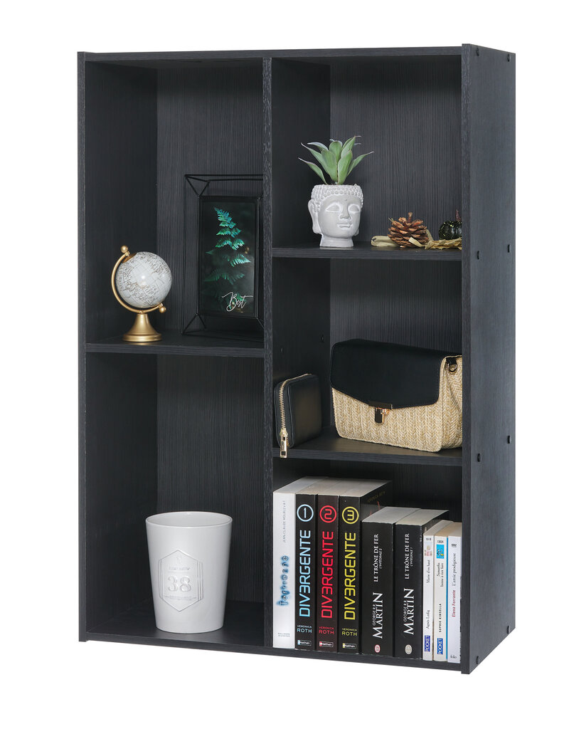 IRIS boekenkast, 5-compartiment plank, boekenkast, CX-23C, Black Oak, W29 x D60 x H87,9 cm
