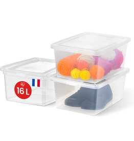 IRIS Multifunctional Plastic Storage Boxes, 16L, 3-pack, Transparent, CNL-16E
