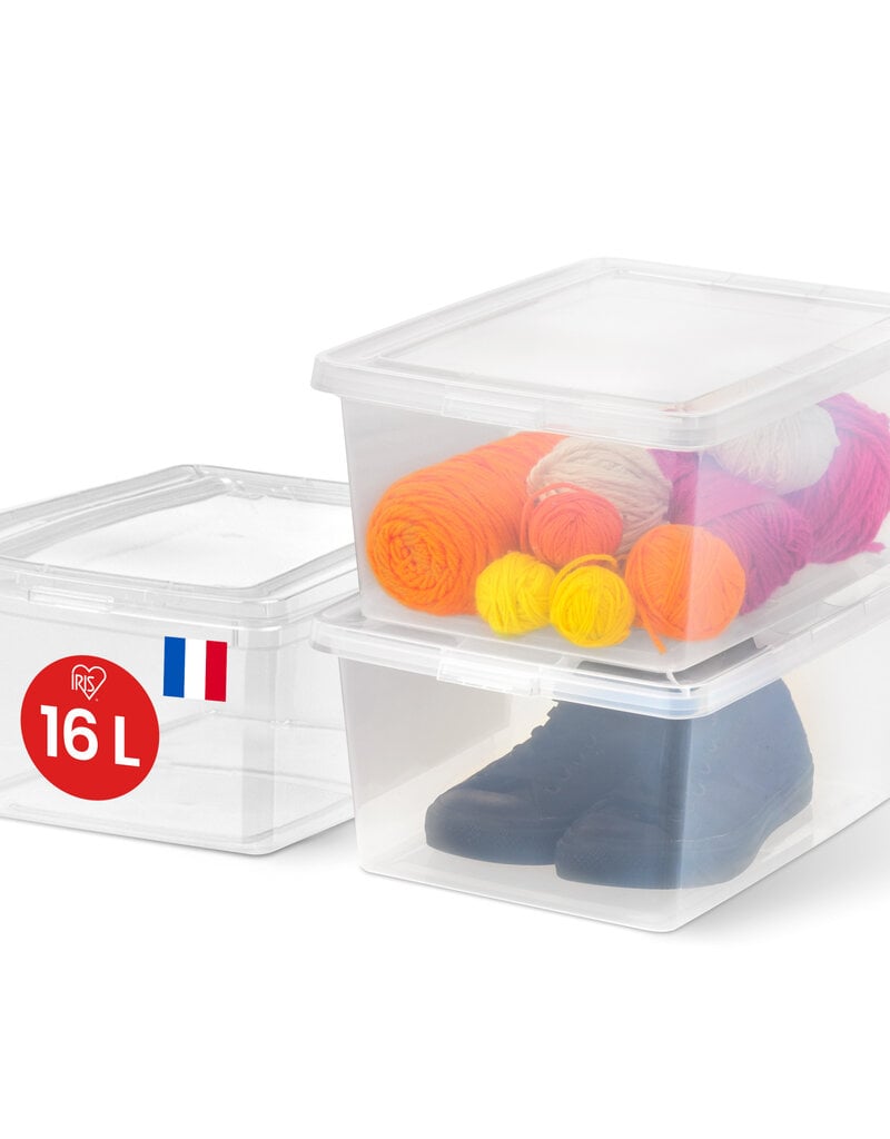 IRIS Multifunctionele Plastic Opbergdozen, 16L, 3-pack, Transparant, CNL-16E