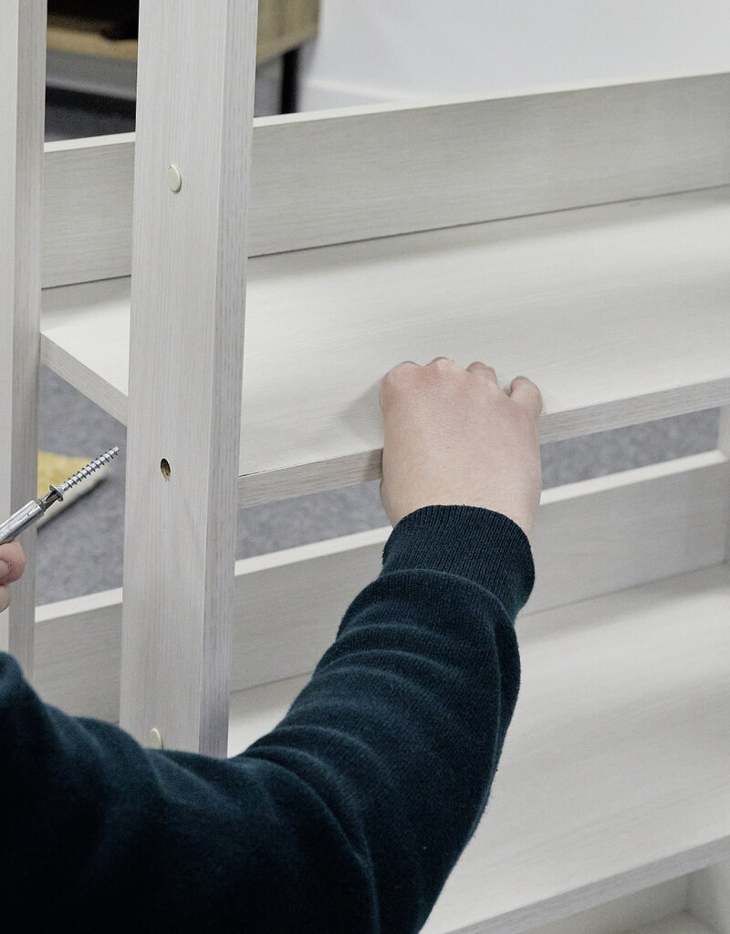 IRIS boekenkast, 3-laags opslagkast/verstelbare planken, OWR-600-wit eikenhout, W29,3 x D60 x H87,9 cm