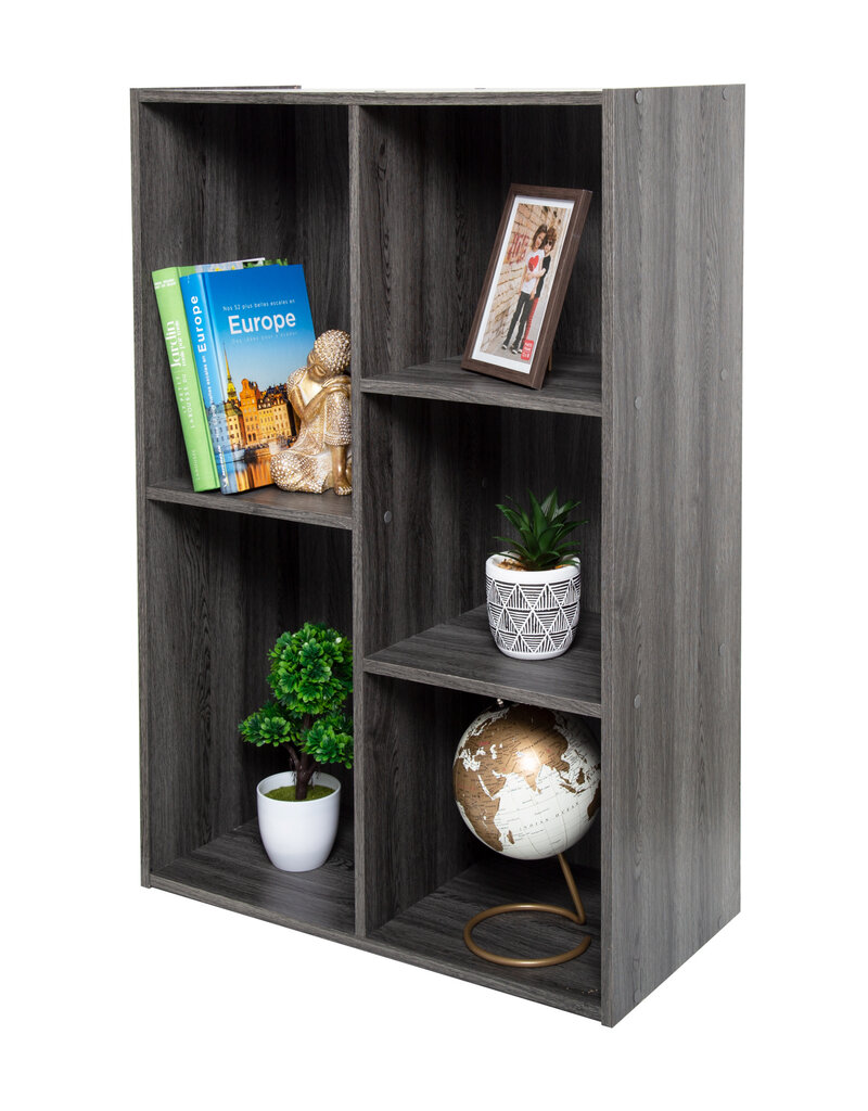 IRIS boekenkast, 5-compartiment plank, boekenkast, CX-23C, grijs eik, W29 x D60 x H87,9 cm