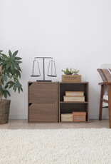 IRIS opbergboekenkast, kast met 2 deuren en 2 planken, MDB-2D, bruin, W29 x D36,6 x H49,4 cm