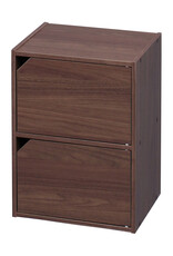 IRIS opbergboekenkast, kast met 2 deuren en 2 planken, MDB-2D, bruin, W29 x D36,6 x H49,4 cm