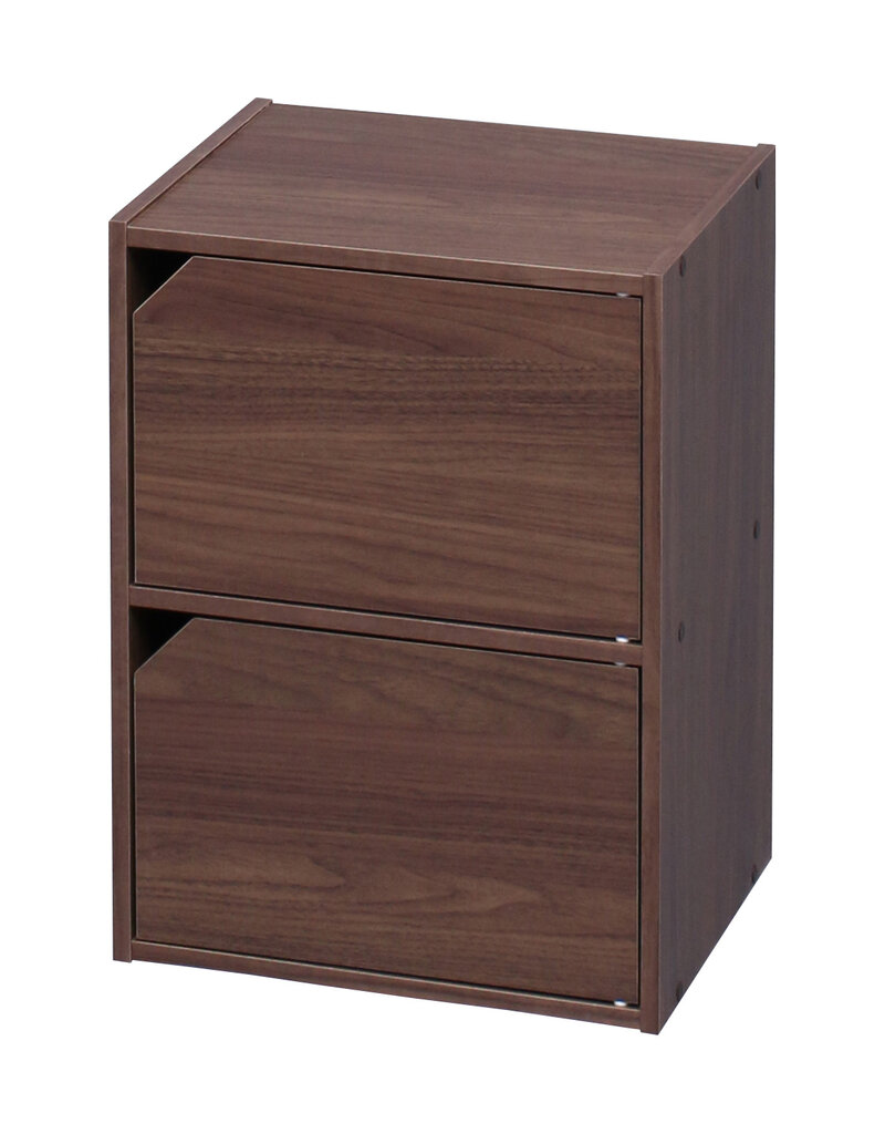 IRIS opbergboekenkast, kast met 2 deuren en 2 planken, MDB-2D, bruin, W29 x D36,6 x H49,4 cm