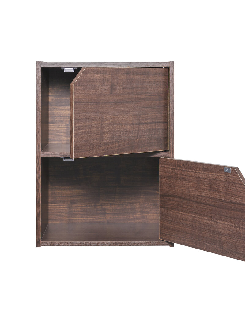 IRIS opbergboekenkast, kast met 2 deuren en 2 planken, MDB-2D, bruin, W29 x D36,6 x H49,4 cm