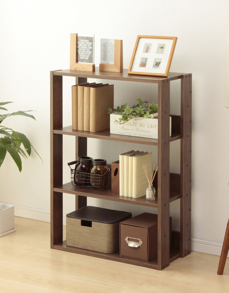 IRIS boekenkast, 3-laag opslagkast/verstelbare planken, OWR-600, bruin, W29,3 x D60 x H87,9 cm