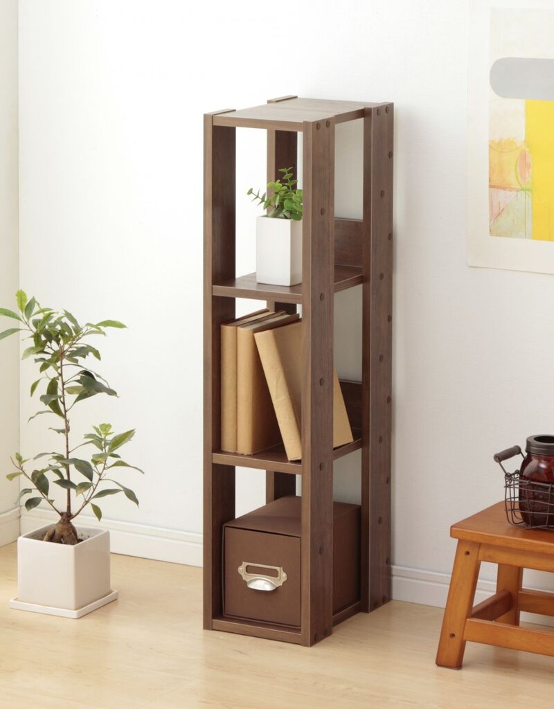 IRIS boekenkast, 3-lagige opslagkast/verstelbare planken, OWR-200 - Bruin, W29,3 x D20 x H87,9 cm