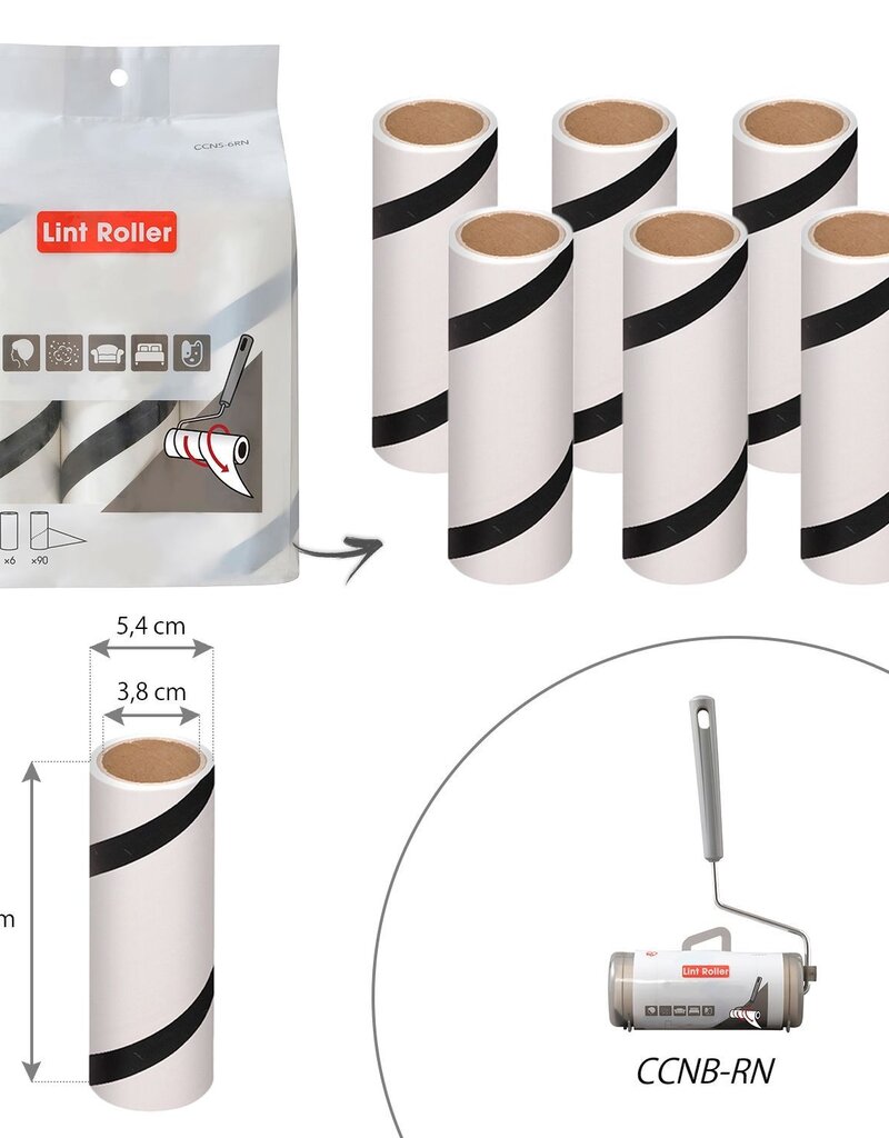 IRIS #Lint Roller Spare 6roll CCNS-6RN White