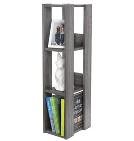 IRIS boekenkast, 3-laags opbergkast/verstelbare planken, OWR-200 - Grijze Eikenhout, W29,3 x D20 x H87,9 cm