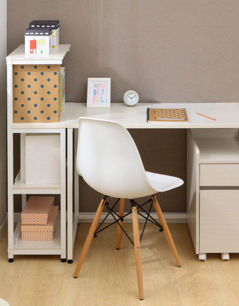 IRIS Bureauvoetstuk, Mobiele Kast, Wielen, Documenten & Dossiers, FDK-3059 - Wit Eikenhout, W46,5 x D31,2 x H59 cm