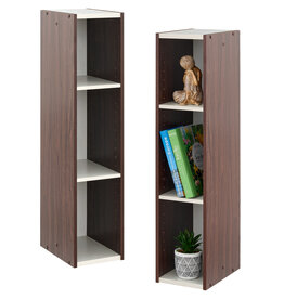 IRIS 3-shelf storage bookcase, set of 2 accent furniture, UB-9020, Brown