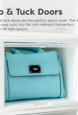 IRIS stapelbare plastic lades voor kleding, 40L, set van 4, donkergrijs, klepdeur, voor kast, slaapkamer